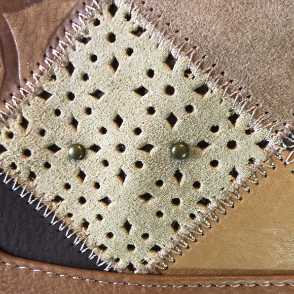 FOSSIL Journey patchwork Crossbody LEATHER Multi-Brown & Hardware Finishes NEW - Picture 10 of 16